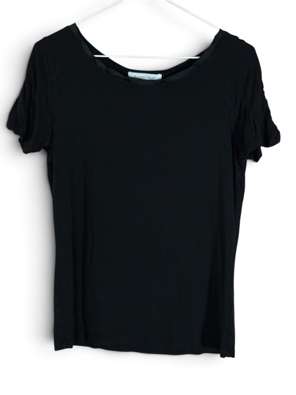 august silk Black Short Sleeve Crewneck Sift Stretch Knit Top